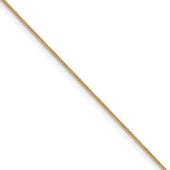 0.9mm, 14k Yellow Gold, Solid Curb Chain Necklace, 18 Inch - Picture 1 of 8